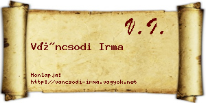 Váncsodi Irma névjegykártya