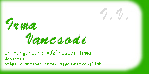 irma vancsodi business card